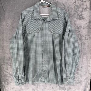 Howler Bros Plaid Long Sleeve Button Up Shirt Mens XL Blue Gray Vented Outdoor